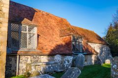 South exterior with dormer windows