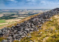 Ruined stone walls on Yeavering Bell