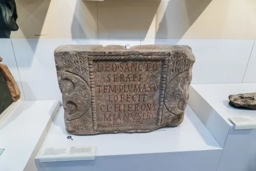 Inscribed stone from the Roman temple of Serapis
