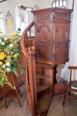 The beautifully carved 17th century pulpit