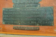 Johanna Brooke brass inscription