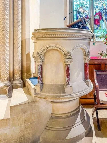 The limestone and marble pulpit