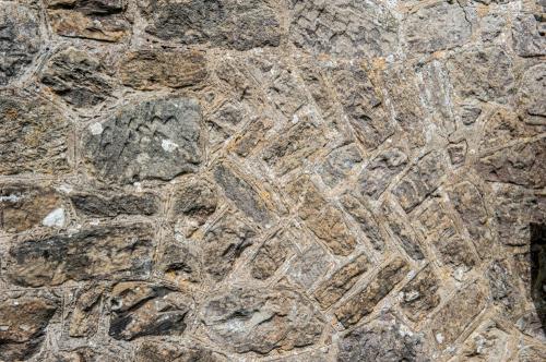 Herringbone stonework, chancel wall