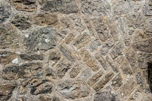 Herringbone stonework, chancel wall