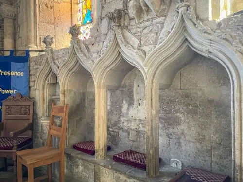 14th-century triple sedilia and piscina