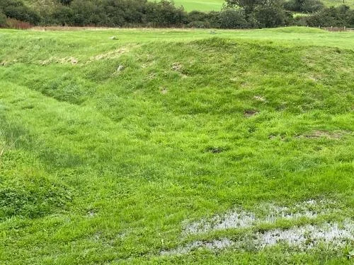 Remains of the outer ditch and earthen banks