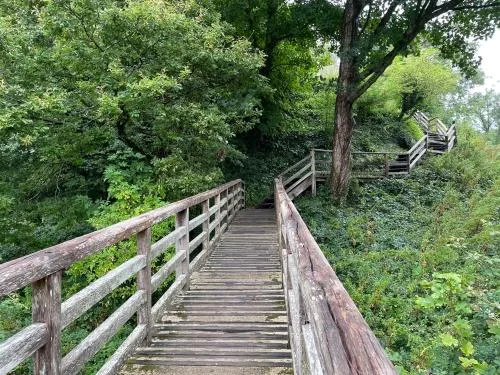 Climbing the castle motte