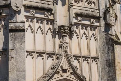 Carving detail, cross exterior