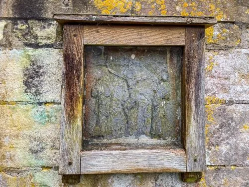 14th-century glazed tile, east wall