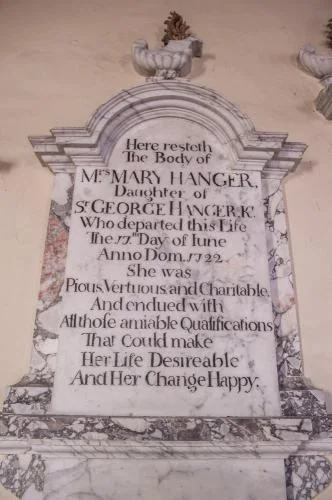 Mary Hanger memorial, 1722