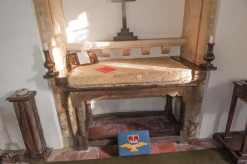 17th-century communion table and 13th-century altar slab
