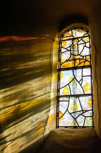 Medieval glass in the nave