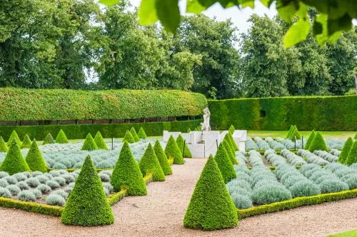 Formal gardens beside the house
