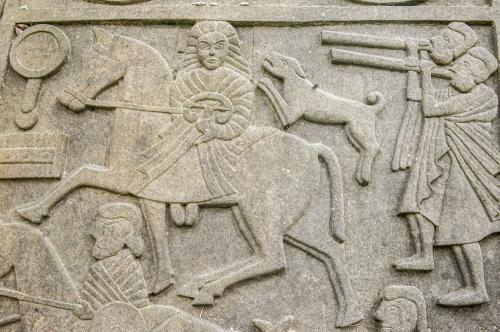 Female figure on the landward face