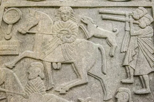 Female figure on the landward face