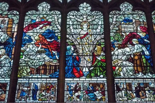 19th century stained glass, north aisle