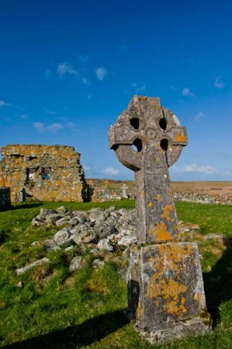 Celtic-style cross in the graveyard