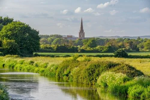 The Ship Canal and Chichester Cathedral from Hunston Bridge