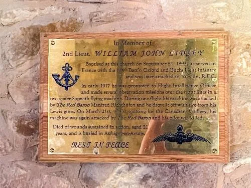 The Lidsey memorial plaque