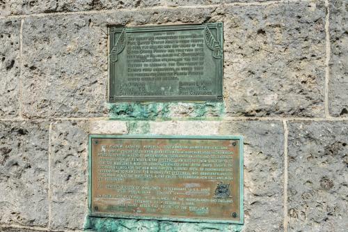 US Army plaque (top) and Mayflower Descendants plaque (bottom)