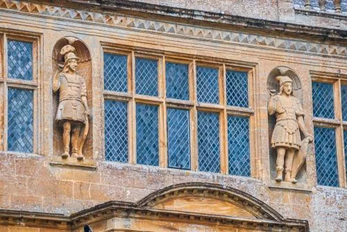 Carved figures over the entrance