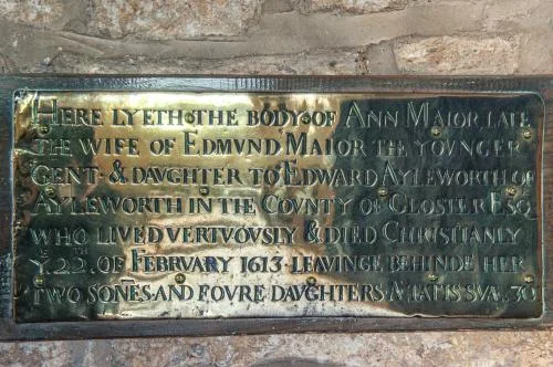 Ann Major memorial brass, 1613