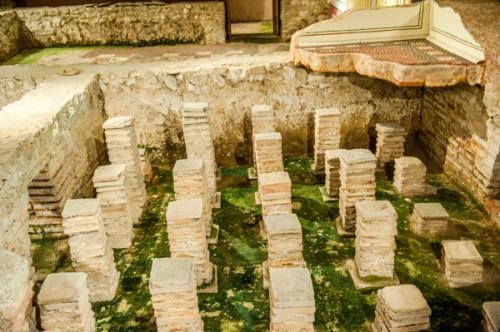 A reconstructed hypocaust system