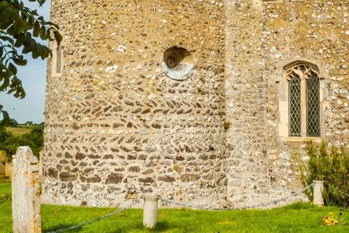 Saxon herringbone stonework in the tower base