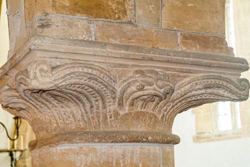 12th-century carved capital in the nave