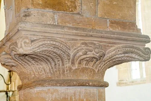 12th-century carved capital in the nave