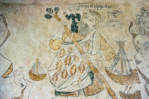 St Christopher 15th-century wall painting