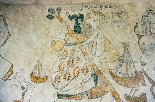 St Christopher 15th-century wall painting