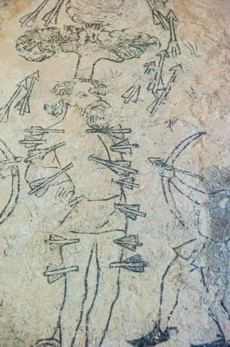 Martyrdom of St Christopher wall painting