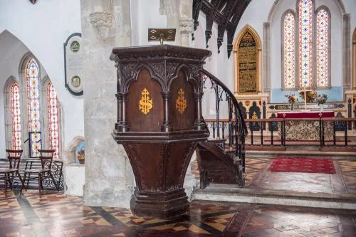 The restored church interior