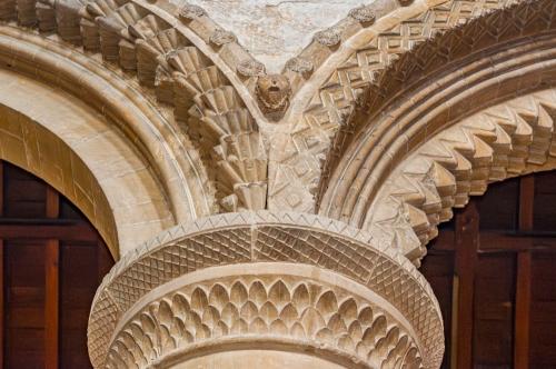 Ornate nave arcade carvings