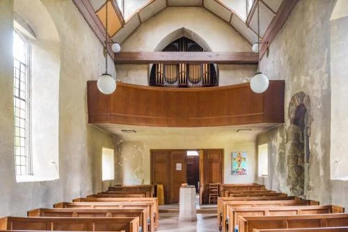 The church interior, looking west