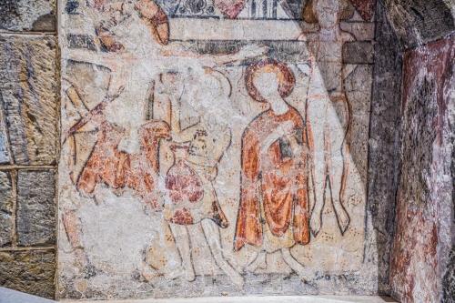 13th-century wall painting - Crucifixion scene