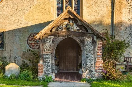 The 14th-century west porch