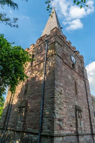 The striking west tower and steeple