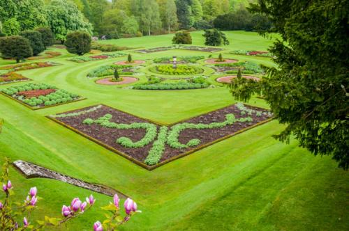 Formal gardens on the lower terrace
