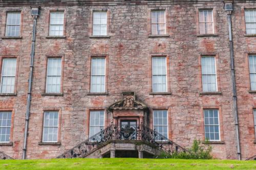 The rigidly formal 17th century exterior facade