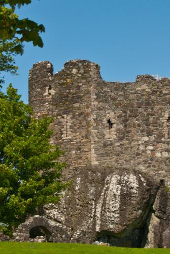 The castle wall and rocky base
