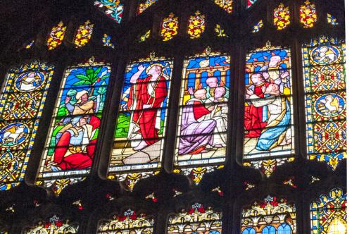 Detail of stained glass from the east window