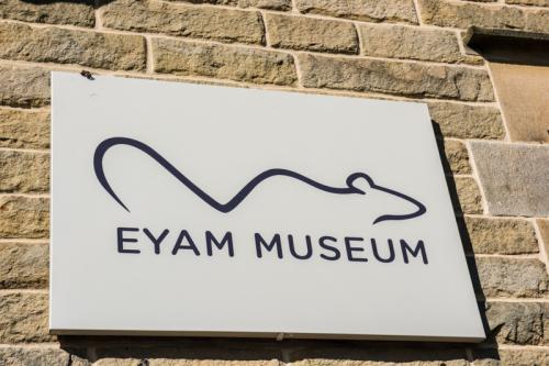 The museum sign with its plague rat symbol