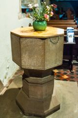 The 14th-century octagonal font