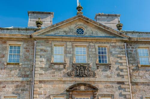 The neoclassical entrance facade