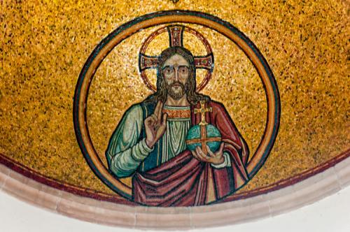 The chancel dome mosaic of Christ in Majesty