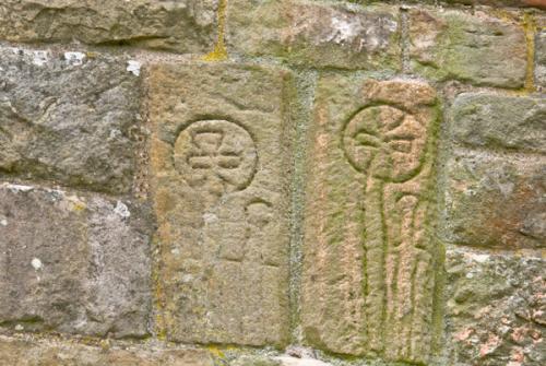 Ancient carvings set into the wall
