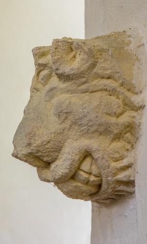 Medieval carving of a beast's head