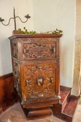 The ornately-carved 17th-century pulpit